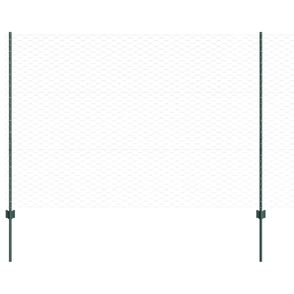 vidaXL Zaun mit Pfosten Grün 1,5 x 50 m Stahl und PVC