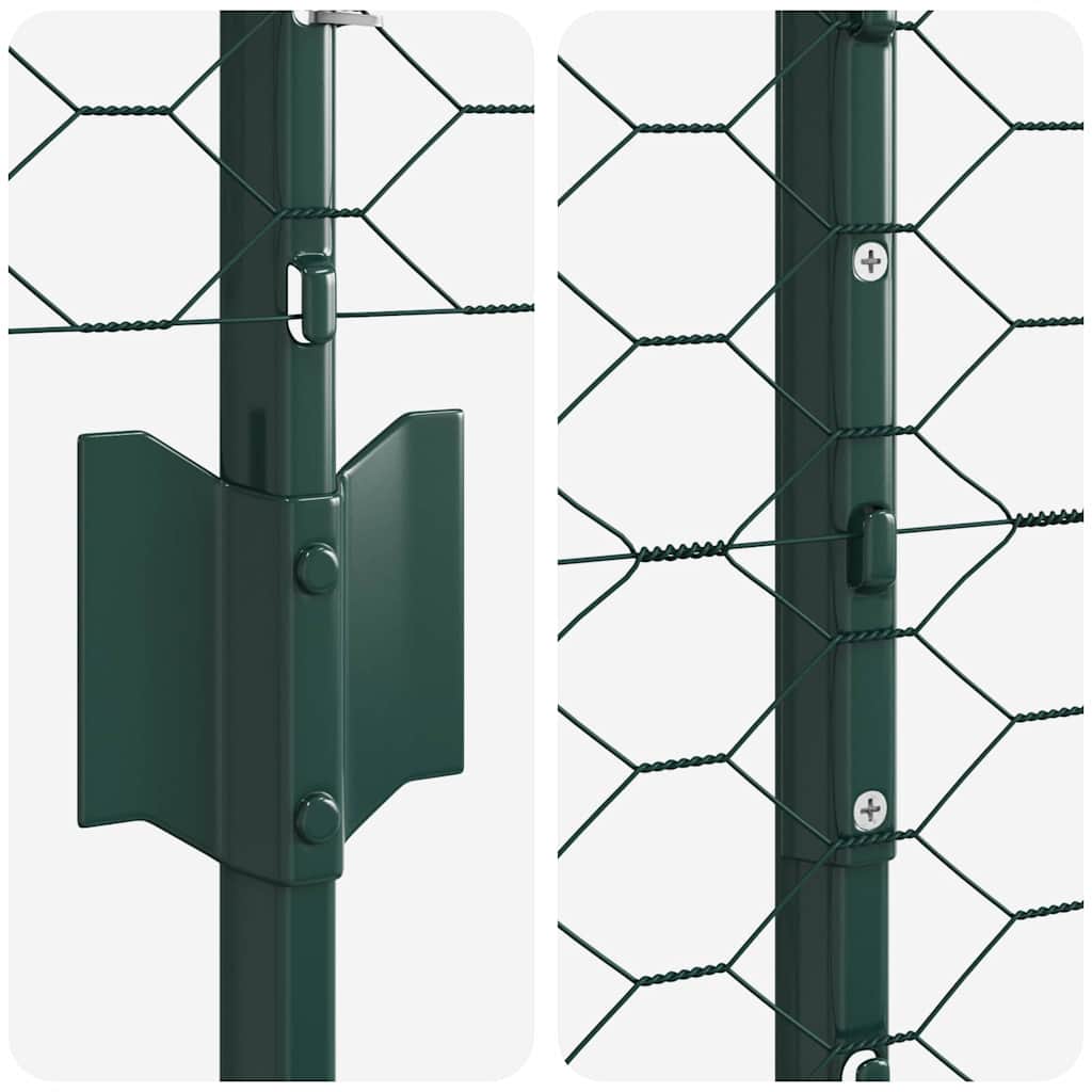 vidaXL Zaun mit Pfosten Grün 1,6 x 50 m Stahl und PVC