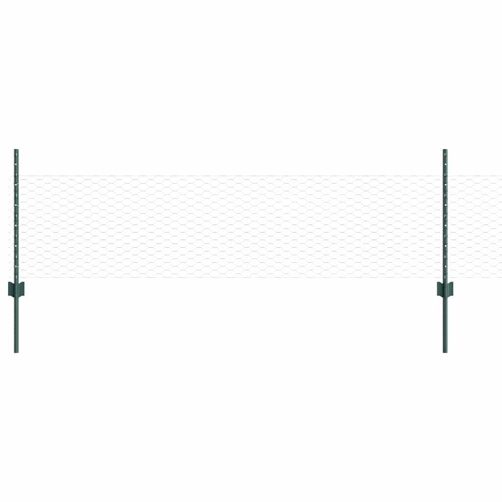 vidaXL Zaun mit Pfosten Grün 0,5 x 100 m Stahl und PVC