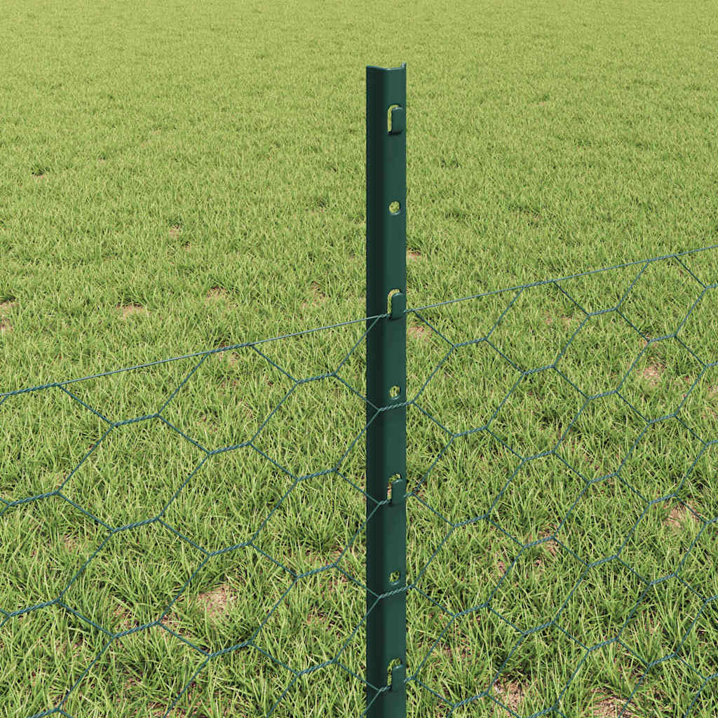 vidaXL Zaun mit Pfosten Grün 0,5 x 100 m Stahl und PVC