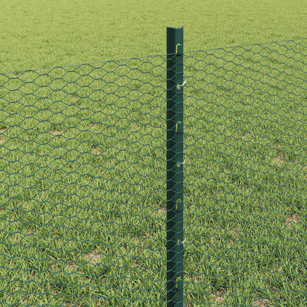vidaXL Zaun mit Pfosten Grün 0,6 x 100 m Stahl und PVC