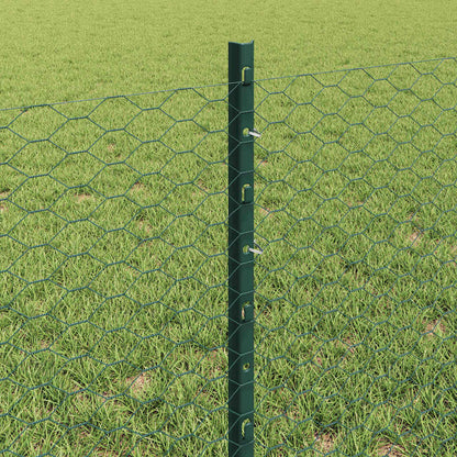 vidaXL Zaun mit Pfosten Grün 0,6 x 100 m Stahl und PVC