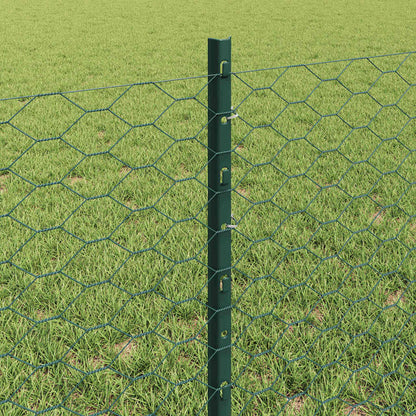 vidaXL Zaun mit Pfosten Grün 0,6 x 100 m Stahl und PVC
