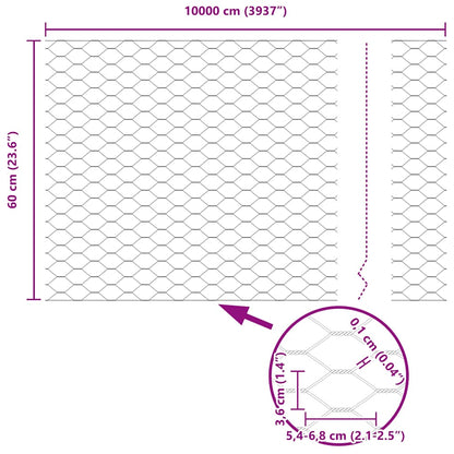 vidaXL Zaun mit Pfosten Grün 0,6 x 100 m Stahl und PVC