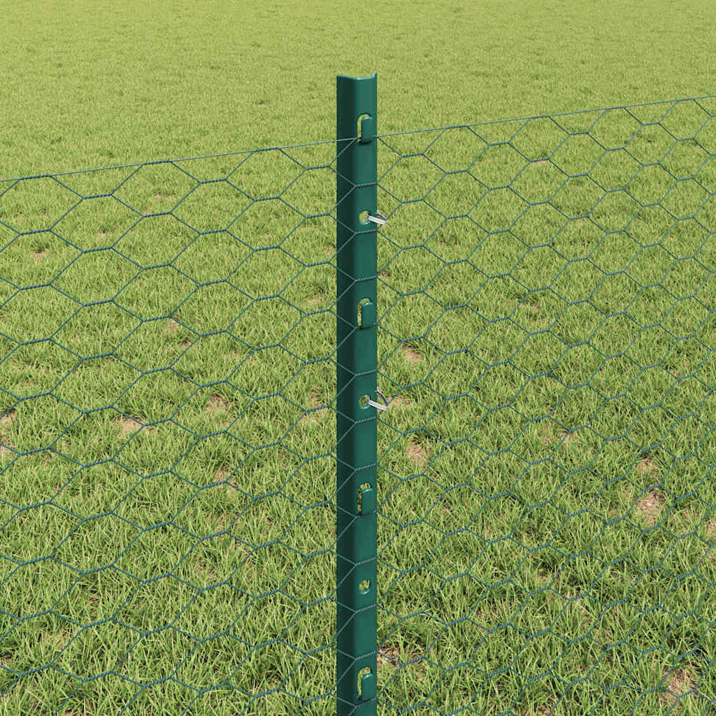 vidaXL Zaun mit Pfosten Grün 0,8 x 100 m Stahl und PVC