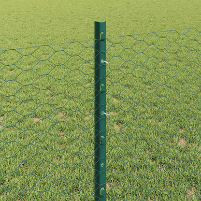 vidaXL Zaun mit Pfosten Grün 0,8 x 100 m Stahl und PVC