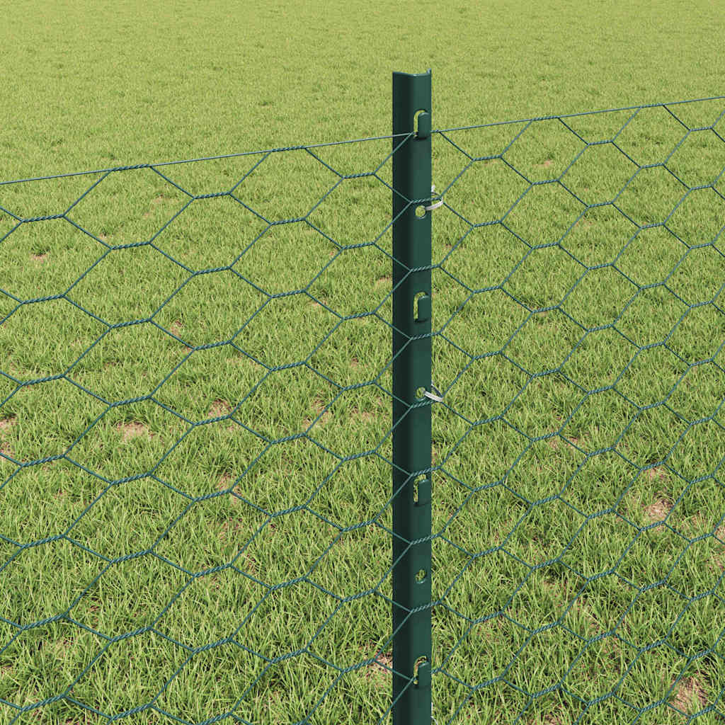 vidaXL Zaun mit Pfosten Grün 0,8 x 100 m Stahl und PVC