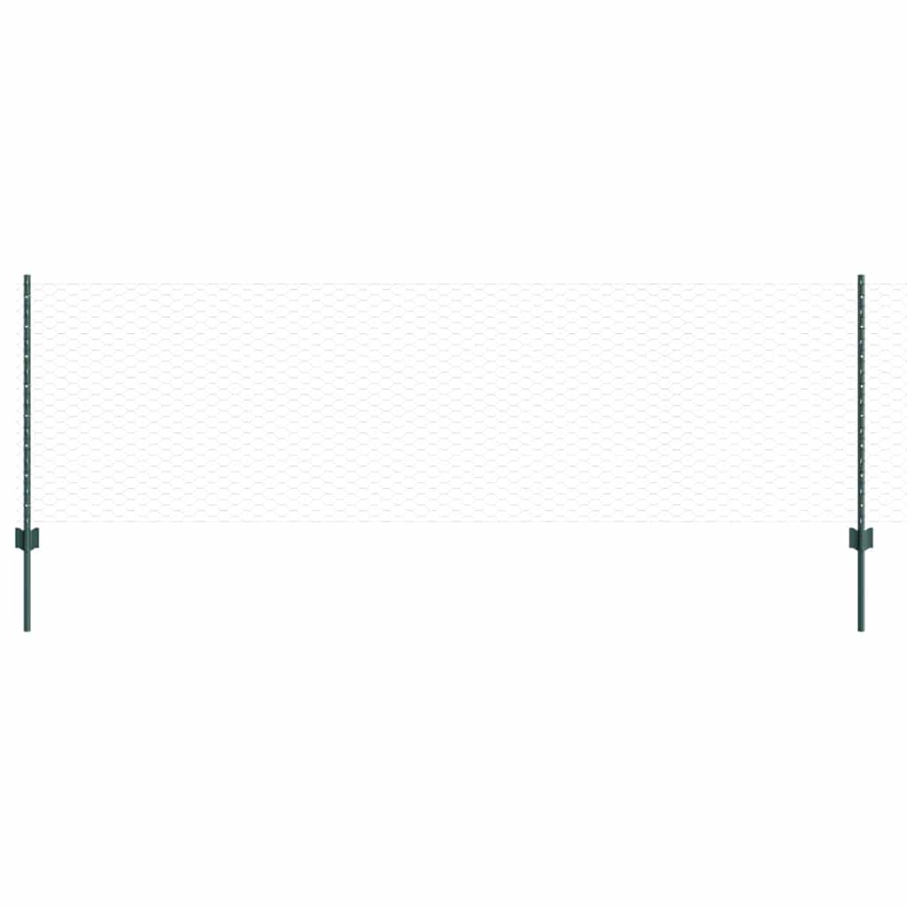 vidaXL Zaun mit Pfosten Grün 0,8 x 100 m Stahl und PVC