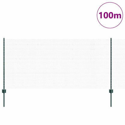 vidaXL Zaun mit Pfosten Grün 1 x 100 m Stahl und PVC