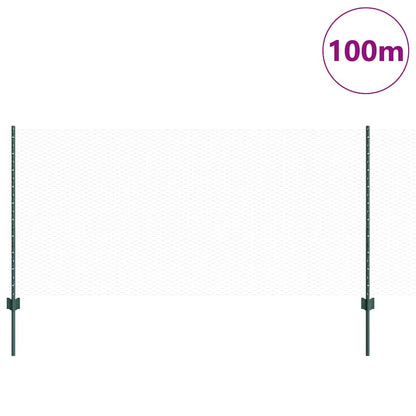 vidaXL Zaun mit Pfosten Grün 1 x 100 m Stahl und PVC