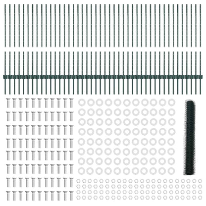 Zaun mit Pfosten Grün 1 x 100 m Stahl und PVC