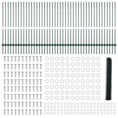 Zaun mit Pfosten Grün 1,2 x 100 m Stahl und PVC