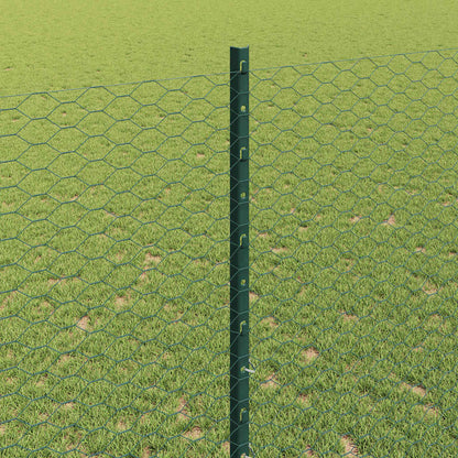 vidaXL Zaun mit Pfosten Grün 1,4 x 100 m Stahl und PVC