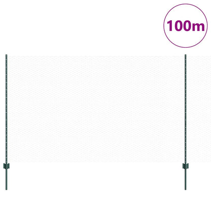 vidaXL Zaun mit Pfosten Grün 1,4 x 100 m Stahl und PVC