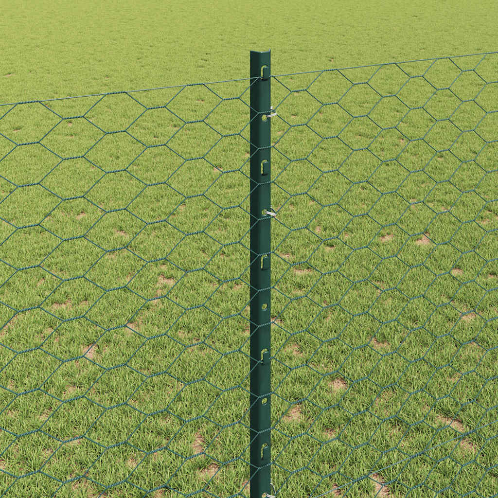 vidaXL Zaun mit Pfosten Grün 1,4 x 100 m Stahl und PVC