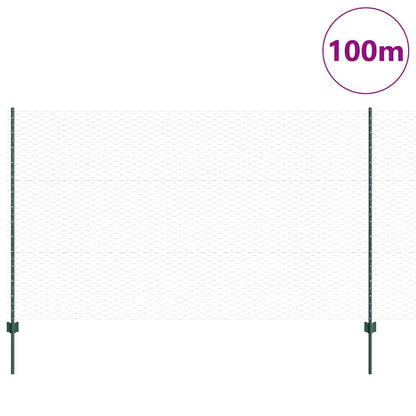 vidaXL Zaun mit Pfosten Grün 1,4 x 100 m Stahl und PVC