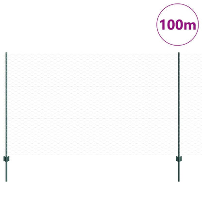 vidaXL Zaun mit Pfosten Grün 1,4 x 100 m Stahl und PVC