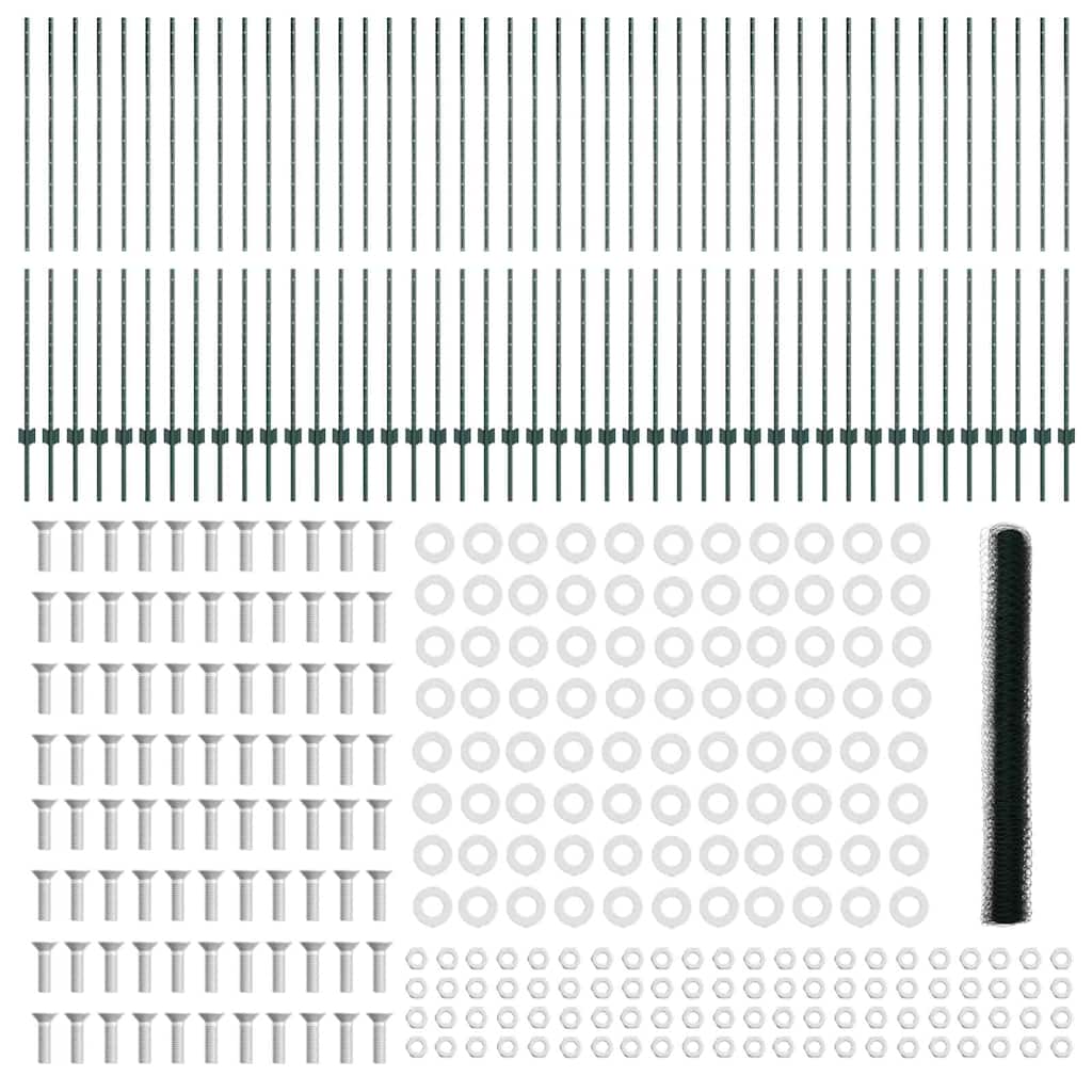 Zaun mit Pfosten Grün 1,5 x 100 m Stahl und PVC