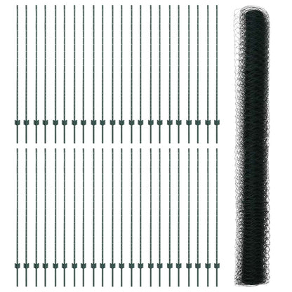 vidaXL Zaun mit Pfosten Grün 1,6 x 100 m Stahl und PVC