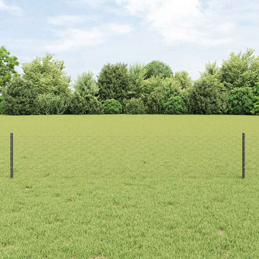 vidaXL Zaun mit Pfosten Grau 0,4 x 10 m Stahl und PVC