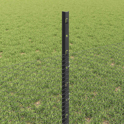 vidaXL Zaun mit Pfosten Grau 0,5 x 10 m Stahl und PVC