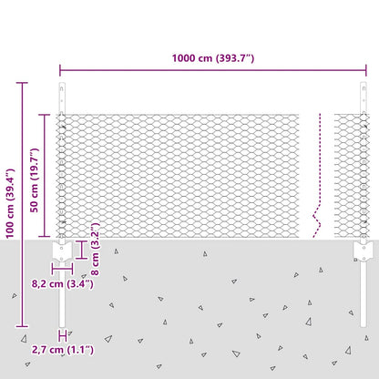 vidaXL Zaun mit Pfosten Grau 0,5 x 10 m Stahl und PVC