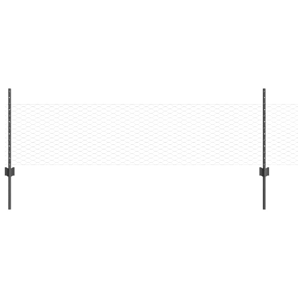 vidaXL Zaun mit Pfosten Grau 0,5 x 10 m Stahl und PVC