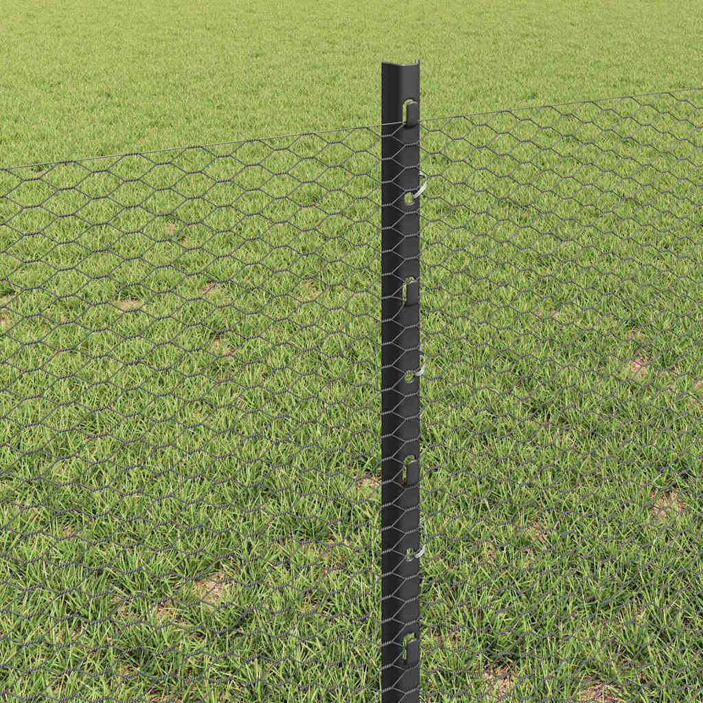 vidaXL Zaun mit Pfosten Grau 0,6 x 10 m Stahl und PVC