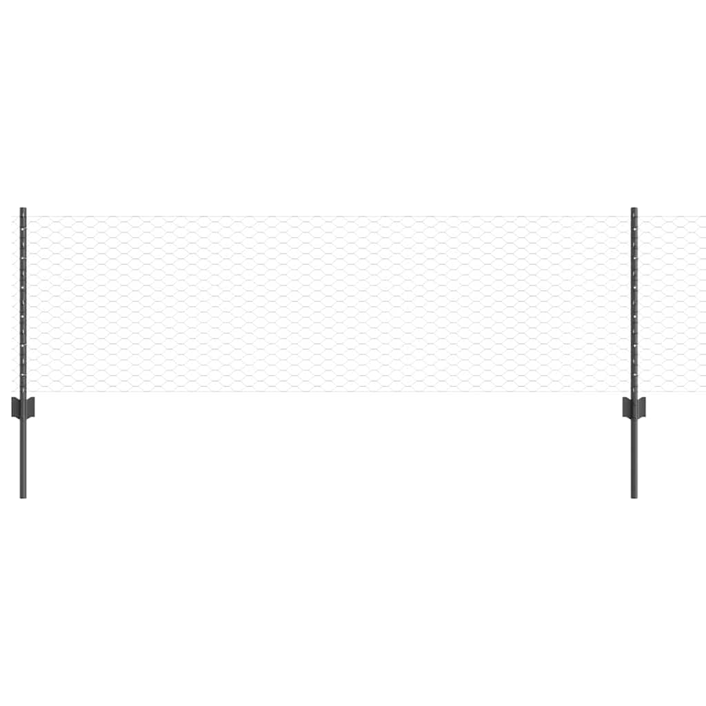 vidaXL Zaun mit Pfosten Grau 0,6 x 10 m Stahl und PVC