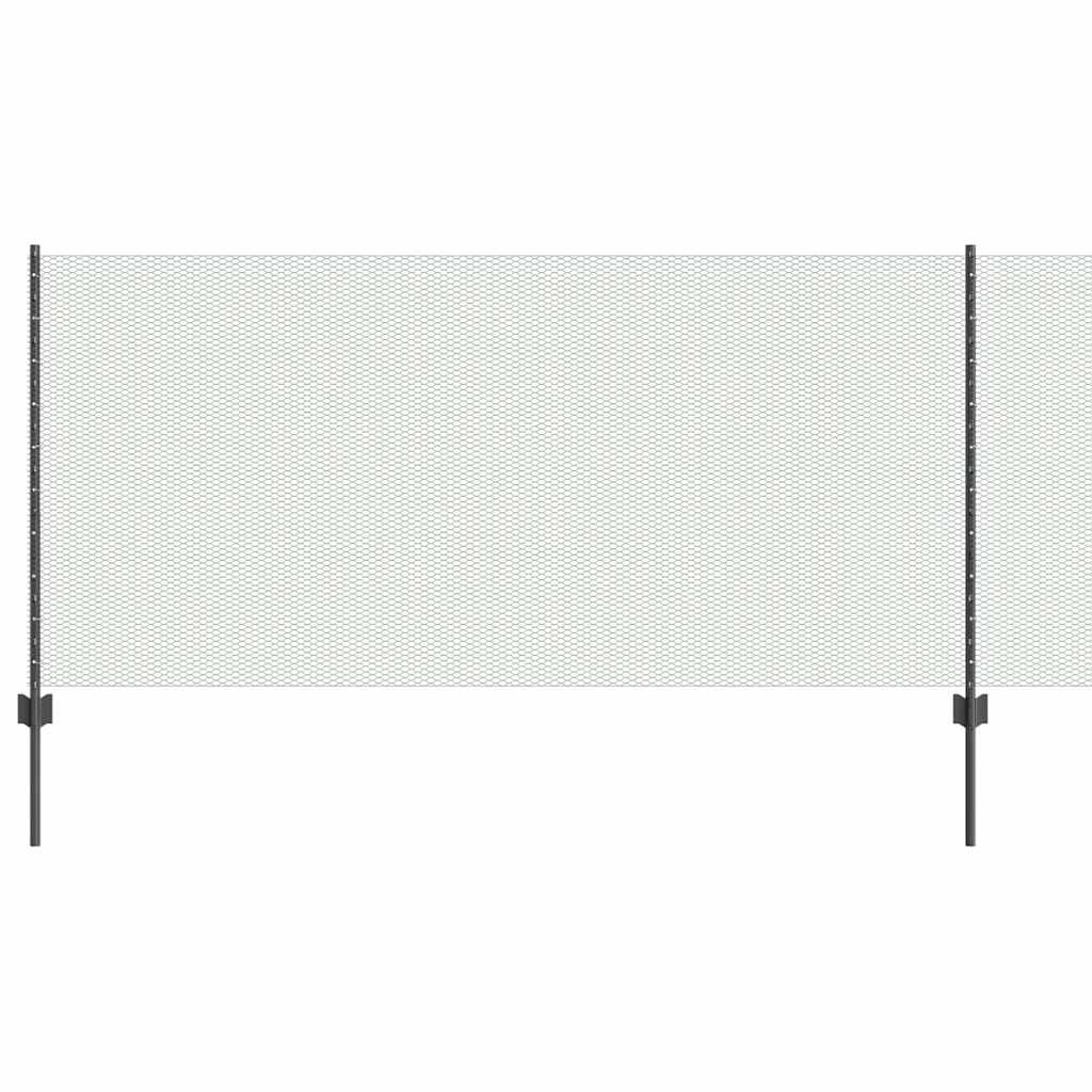 vidaXL Zaun mit Pfosten Grau 1 x 10 m Stahl und PVC