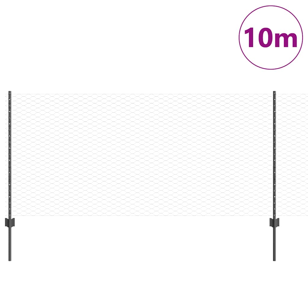 vidaXL Zaun mit Pfosten Grau 1 x 10 m Stahl und PVC