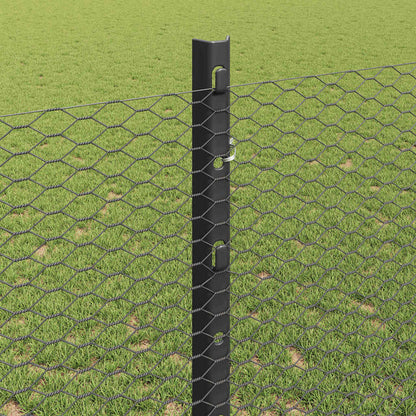 Zaun mit Pfosten Grau 1,2 x 10 m Stahl und PVC