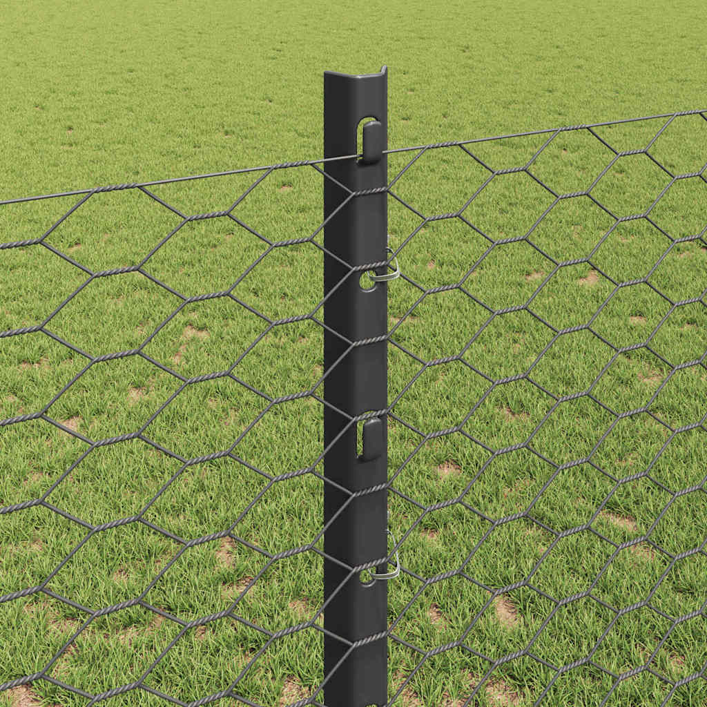 vidaXL Zaun mit Pfosten Grau 1,2 x 10 m Stahl und PVC