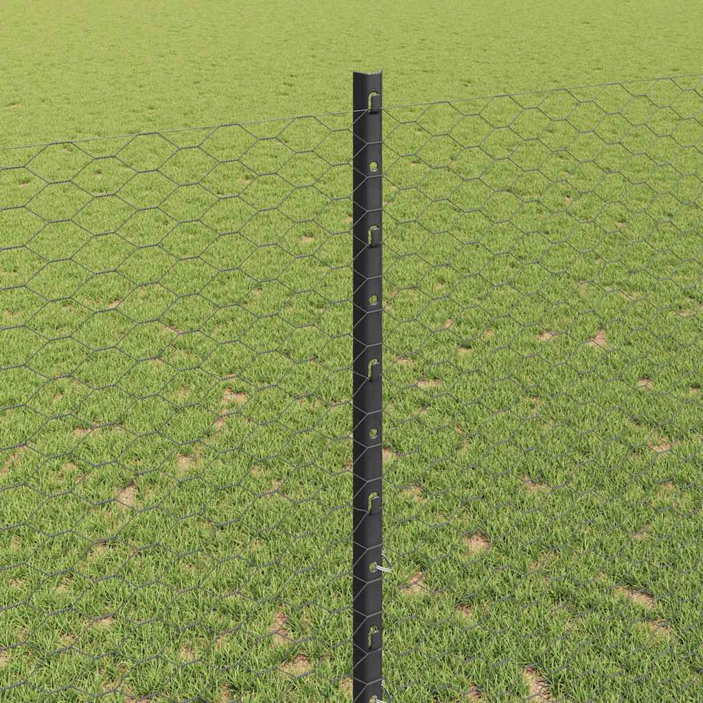 vidaXL Zaun mit Pfosten Grau 1,4 x 10 m Stahl und PVC