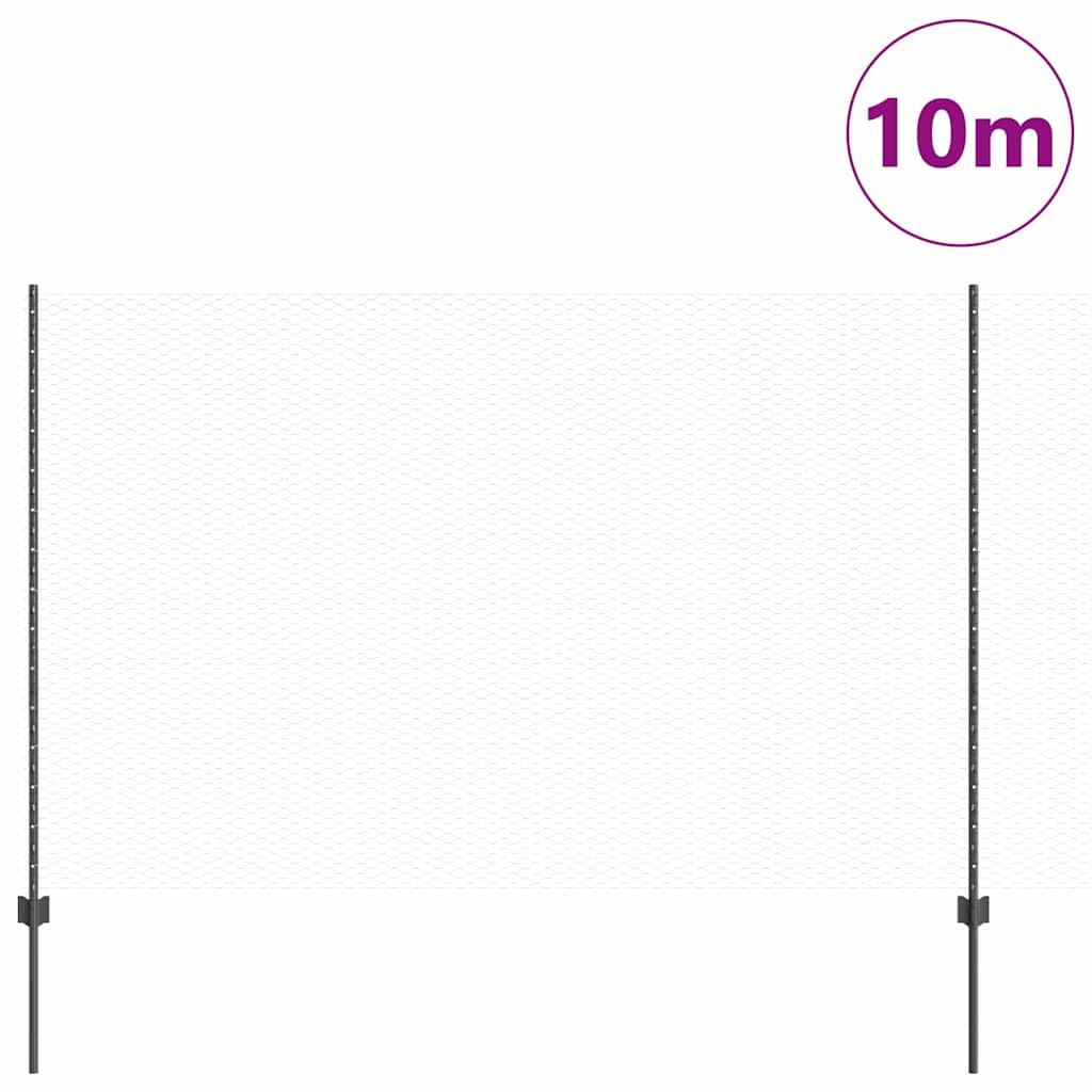 vidaXL Clôture avec poteaux Gris 1,6 x 10 m Acier et PVC