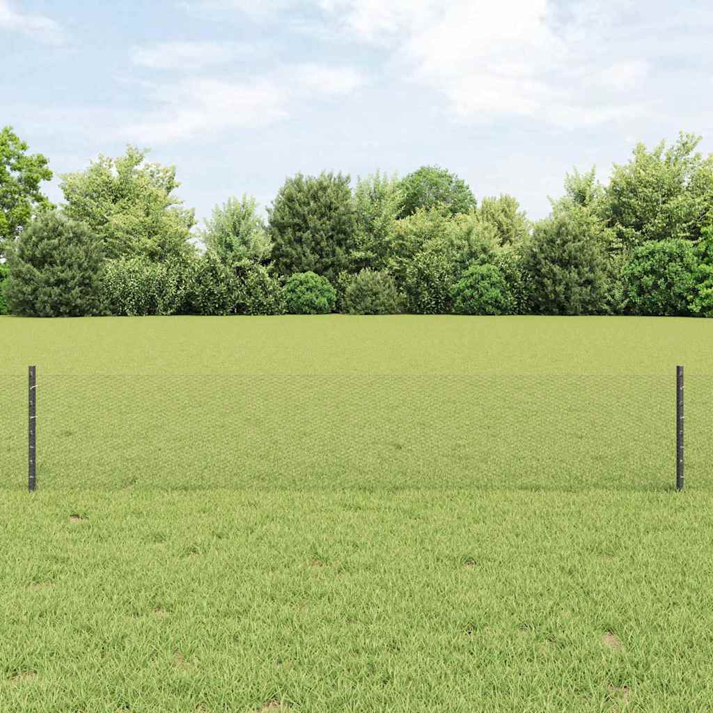 vidaXL Zaun mit Pfosten Grau 0,4 x 25 m Stahl