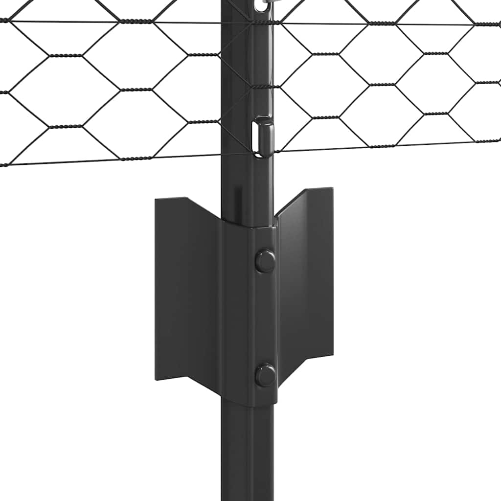 vidaXL Zaun mit Pfosten Grau 0,4 x 25 m Stahl