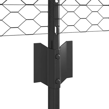 vidaXL Zaun mit Pfosten Grau 0,4 x 25 m Stahl