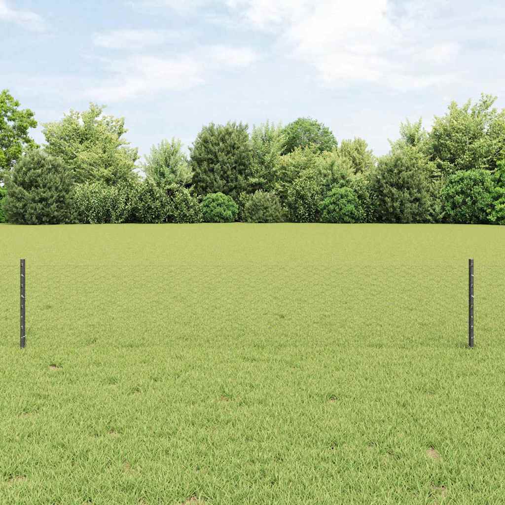 vidaXL Zaun mit Pfosten Grau 0,4 x 25 m Stahl