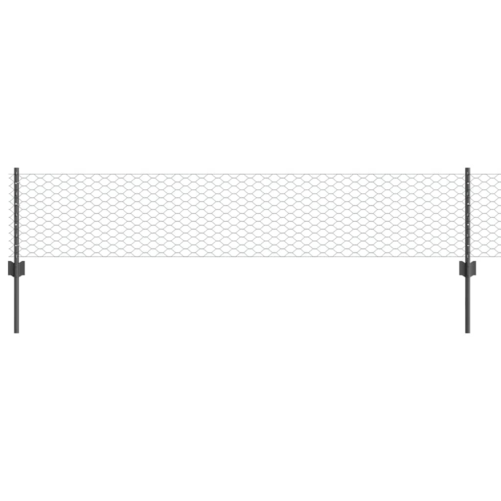 vidaXL Zaun mit Pfosten Grau 0,4 x 25 m Stahl
