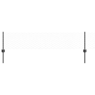 vidaXL Zaun mit Pfosten Grau 0,4 x 25 m Stahl