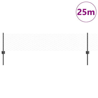 vidaXL Zaun mit Pfosten Grau 0,4 x 25 m Stahl