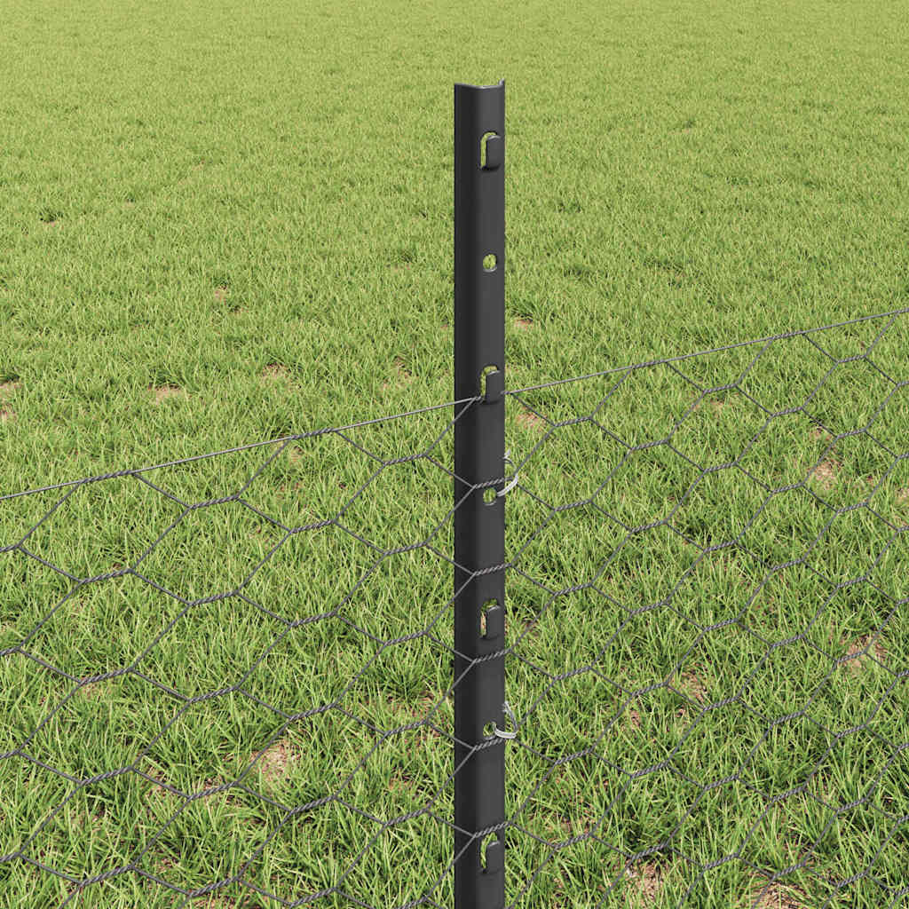 vidaXL Zaun mit Pfosten Grau 0,5 x 25 m Stahl