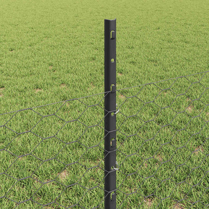 vidaXL Zaun mit Pfosten Grau 0,5 x 25 m Stahl