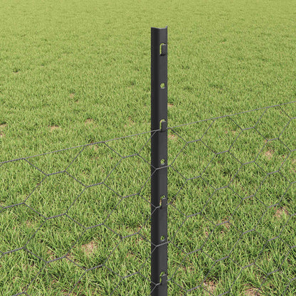 vidaXL Zaun mit Pfosten Grau 0,5 x 25 m Stahl