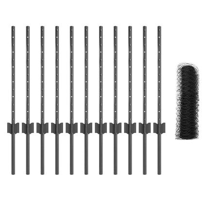 vidaXL Zaun mit Pfosten Grau 0,5 x 25 m Stahl