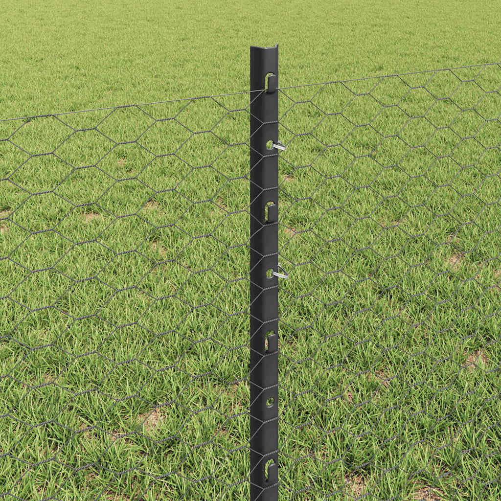 vidaXL Zaun mit Pfosten Grau 0,6 x 25 m Stahl und PVC