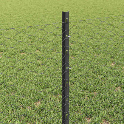vidaXL Zaun mit Pfosten Grau 0,6 x 25 m Stahl und PVC