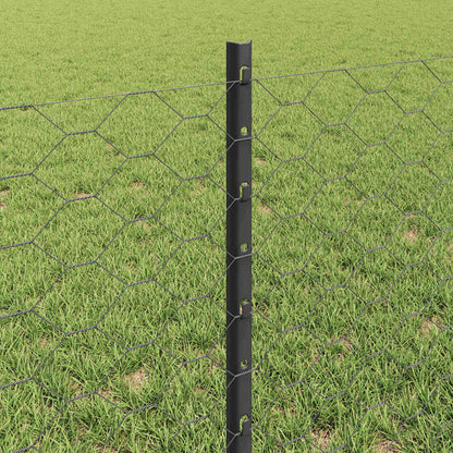 vidaXL Zaun mit Pfosten Grau 0,6 x 25 m Stahl und PVC