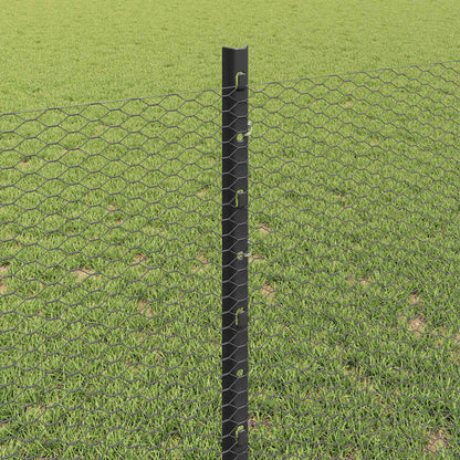 vidaXL Zaun mit Pfosten Grau 0,8 x 25 m Stahl